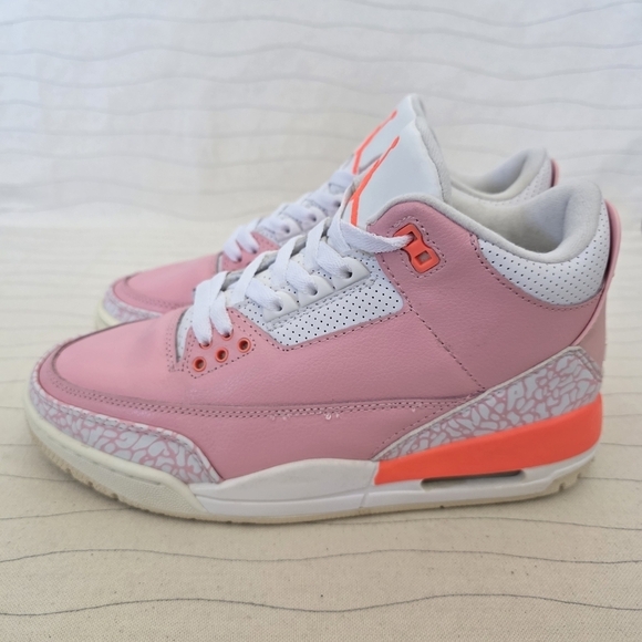 Air Jordan Womens Retro 3 Pink White Leather Sneakers Shoes CK9246-600 Size 8.5 - Picture 2 of 15